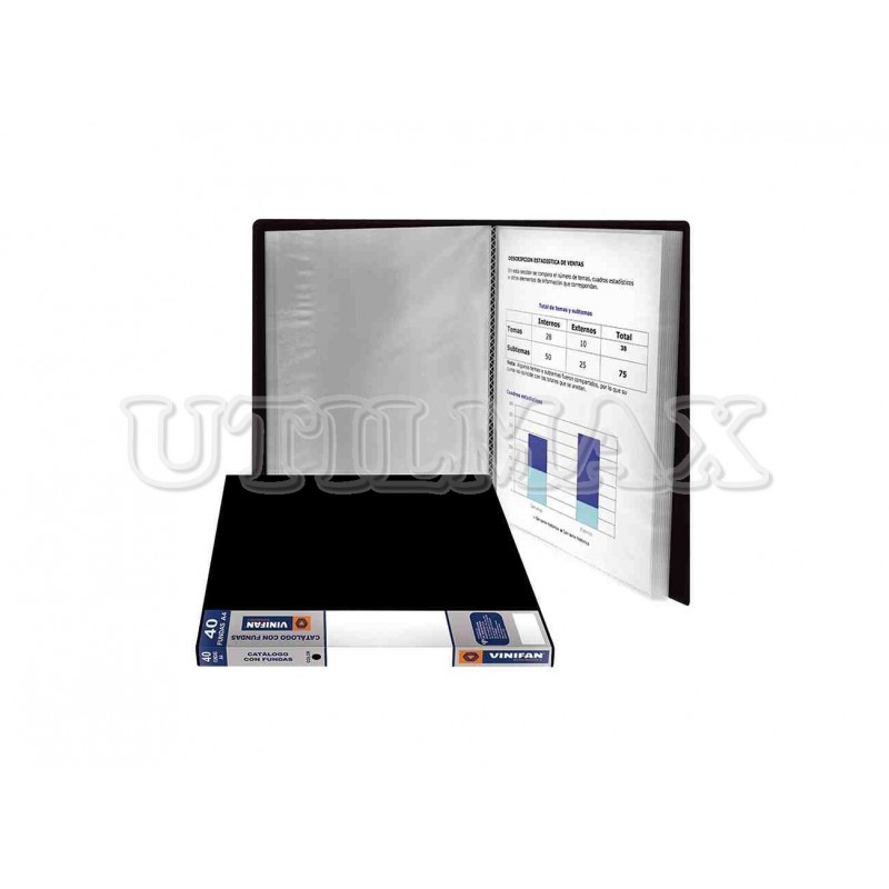 CATALOGO VINIFAN A4 40 FUNDAS COLOR NEGRO UND