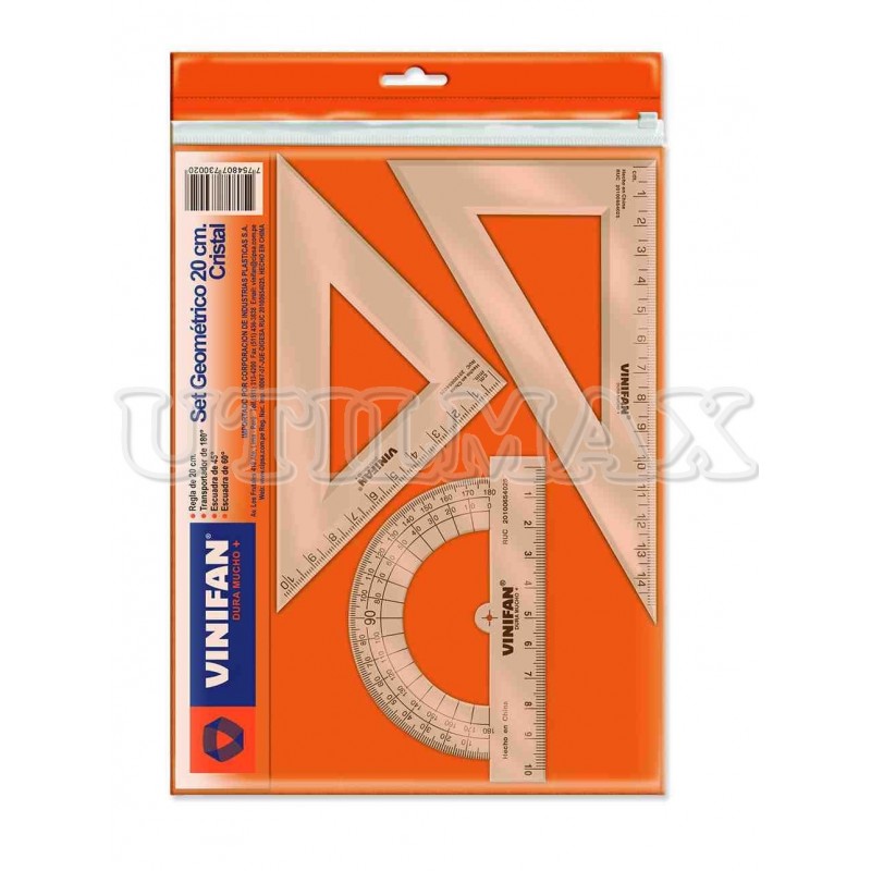ESTUCHE GEOMETRICO VINIFAN PVC 20CM UND