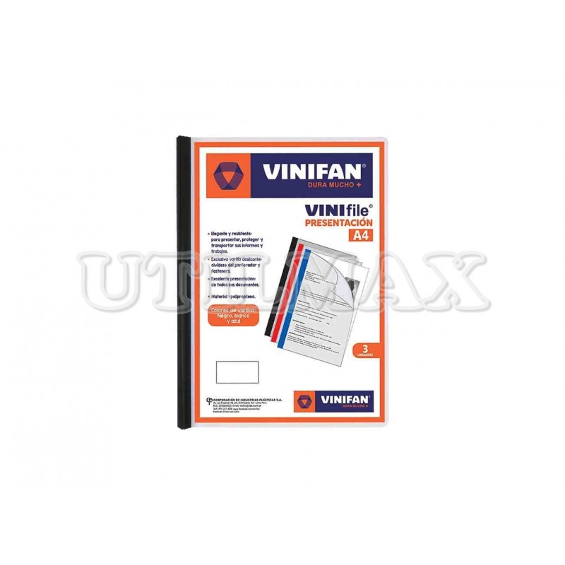 FILE PRESENTACION VINIFAN A4 CRISTAL VARILLA NEGRO PQTX3