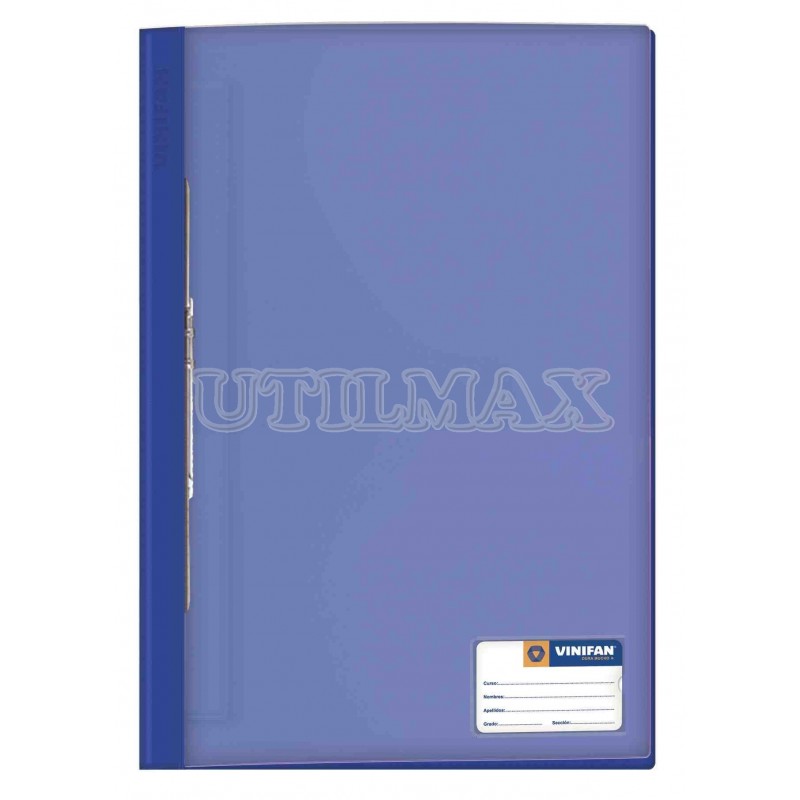 FOLDER TAPA TRANSPARENTE VINIFAN A4 FASTENER COLOR AZUL MARINO UND