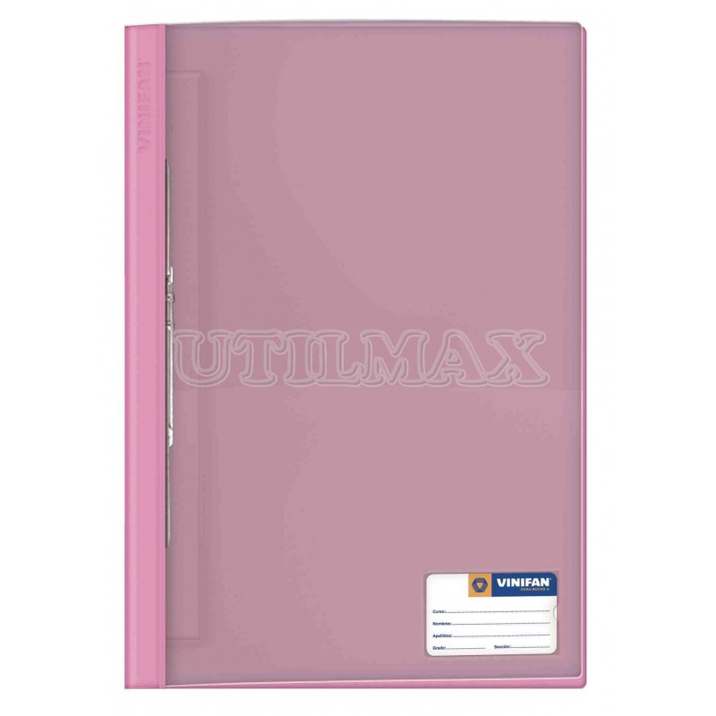FOLDER TAPA TRANSPARENTE VINIFAN A4 FASTENER COLOR ROSADO UND