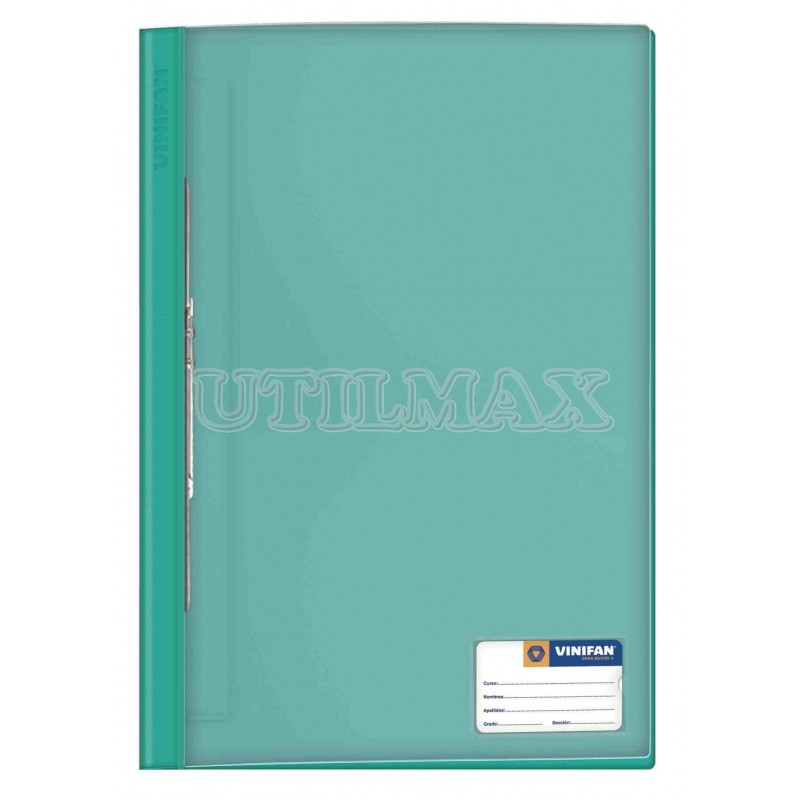 FOLDER TAPA TRANSPARENTE VINIFAN A4 FASTENER COLOR TURQUEZA UND