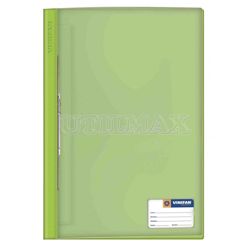 FOLDER TAPA TRANSPARENTE VINIFAN A4 FASTENER COLOR VERDE CLARO UND