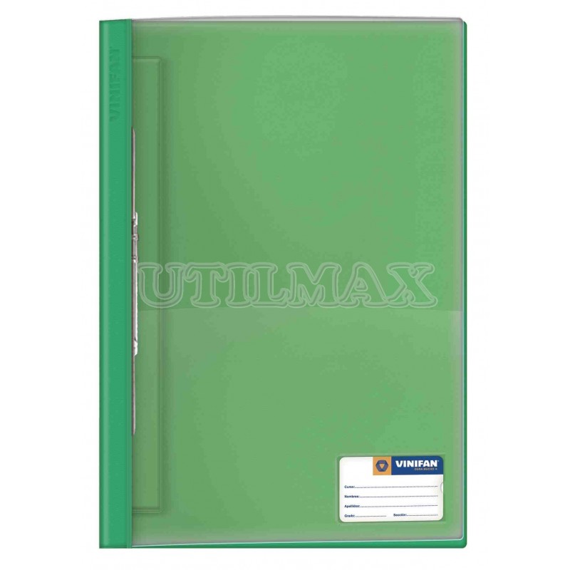 FOLDER TAPA TRANSPARENTE VINIFAN A4 FASTENER COLOR VERDE OSCURO UND