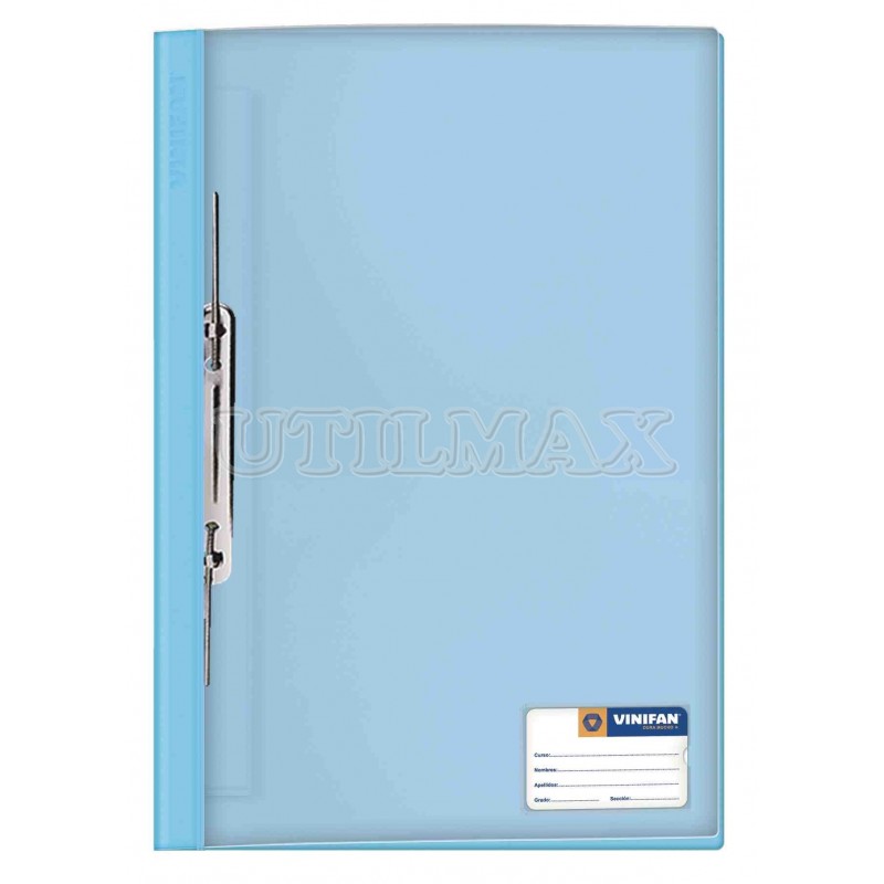 FOLDER TAPA TRANSPARENTE VINIFAN A4 GUSANO COLOR CELESTE UND