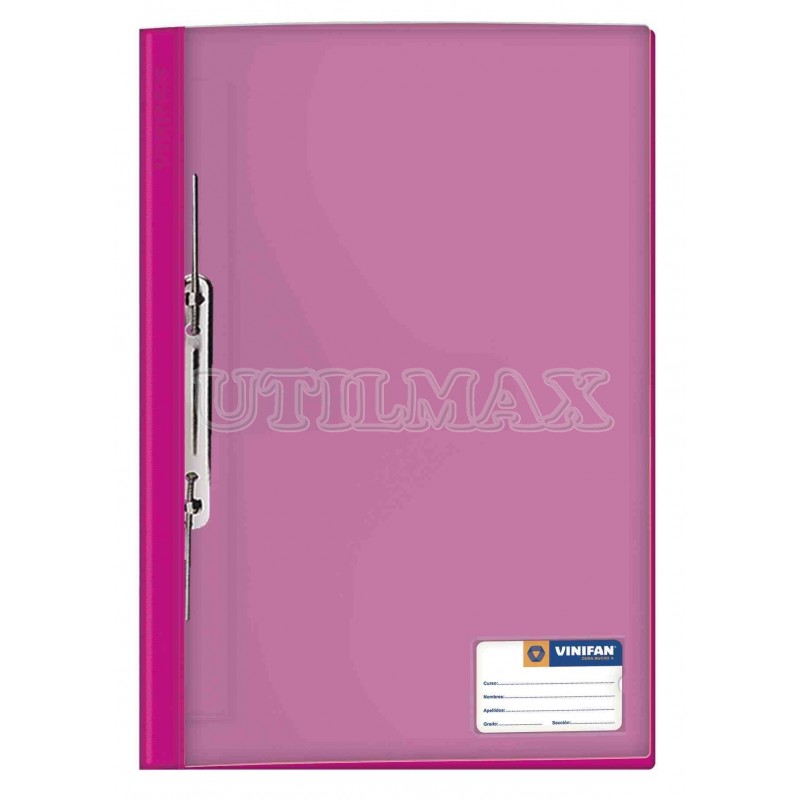 FOLDER TAPA TRANSPARENTE VINIFAN A4 GUSANO COLOR FUCSIA UND