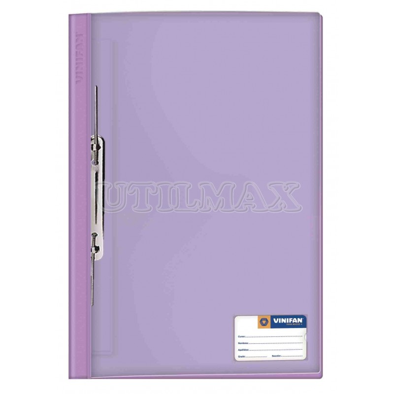 FOLDER TAPA TRANSPARENTE VINIFAN A4 GUSANO COLOR LILA UND