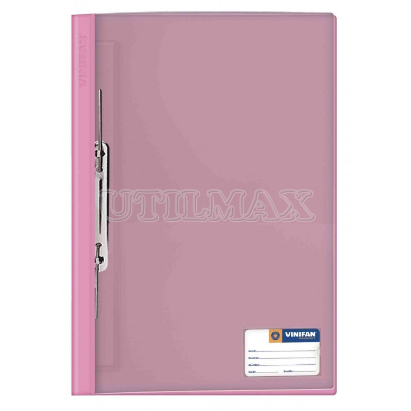 FOLDER TAPA TRANSPARENTE VINIFAN A4 GUSANO COLOR ROSADO UND