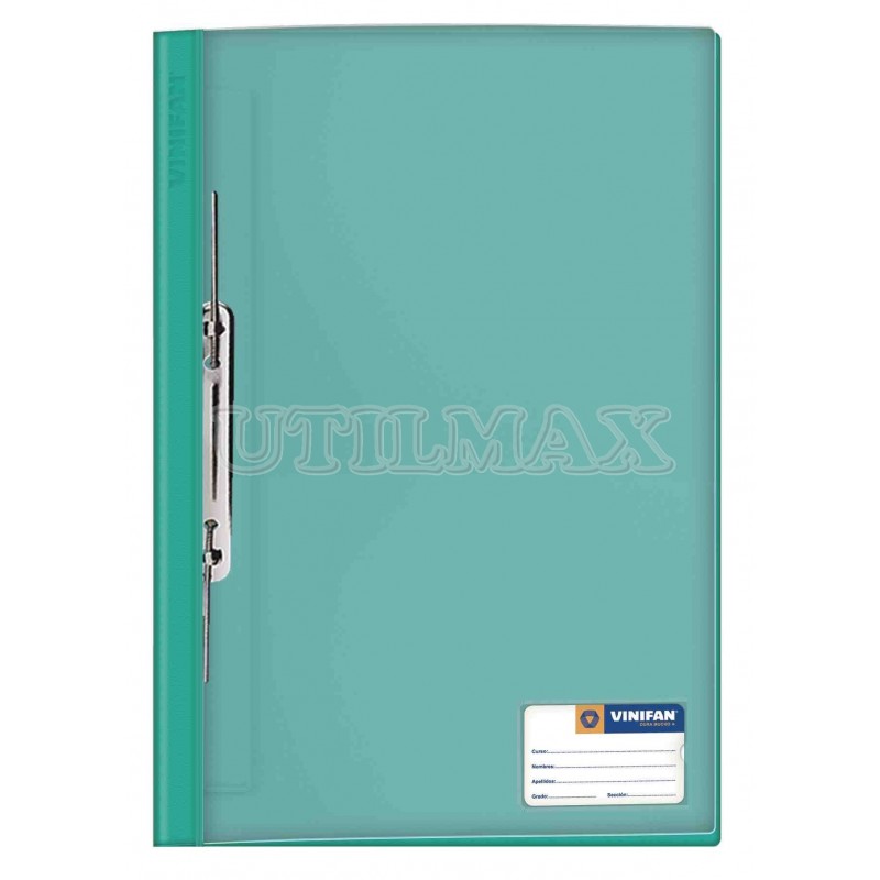 FOLDER TAPA TRANSPARENTE VINIFAN A4 GUSANO COLOR TURQUEZA UND