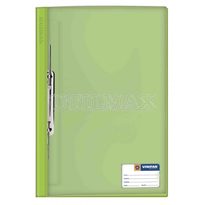 FOLDER TAPA TRANSPARENTE VINIFAN A4 GUSANO COLOR VERDE CLARO UND