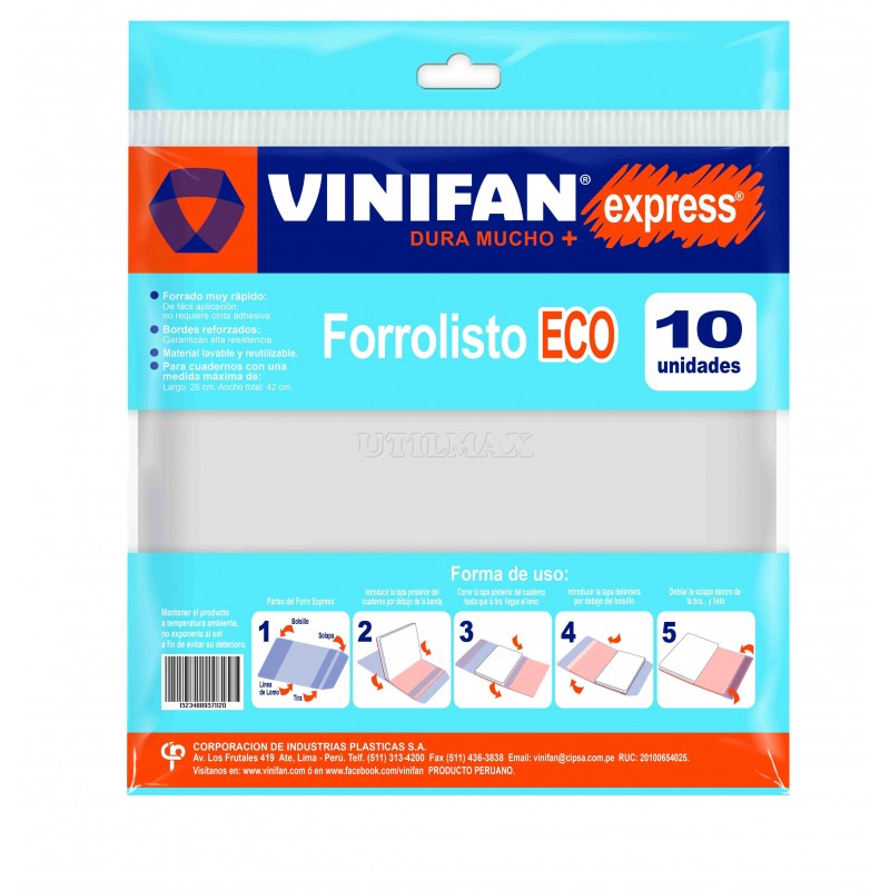FORRO EXPRESS VINIFAN A4 ECO TRANSPARENTE PQTX10
