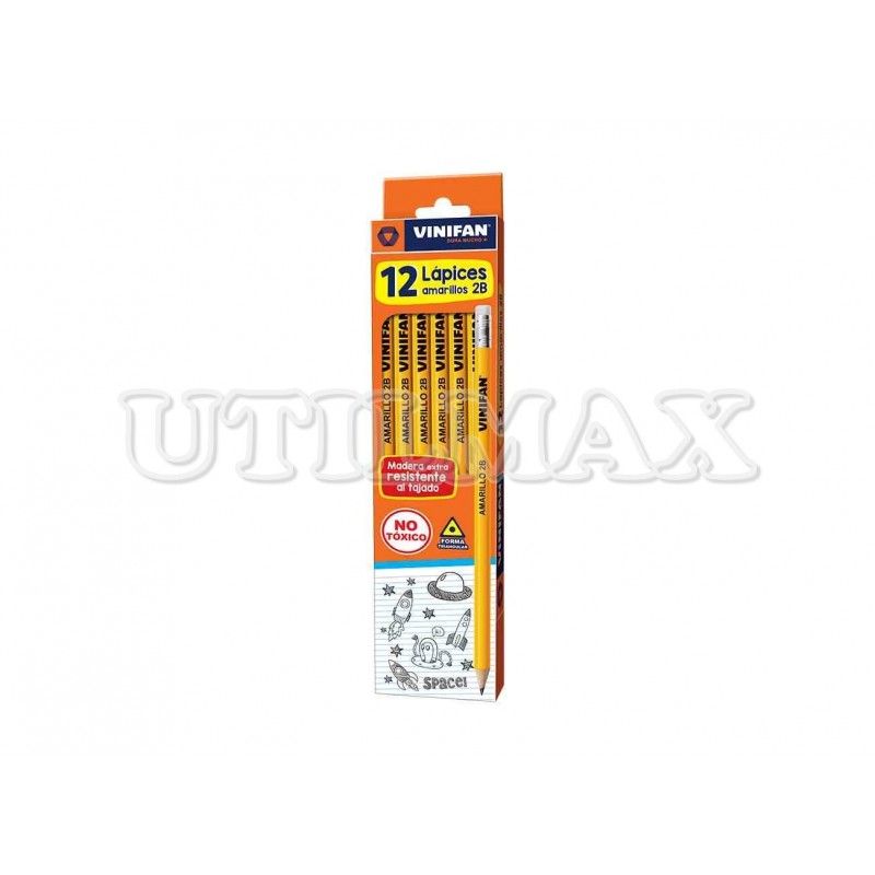 LAPIZ GRAFITO VINIFAN 2B AMARILLO TRIANGULAR CB CJAX12