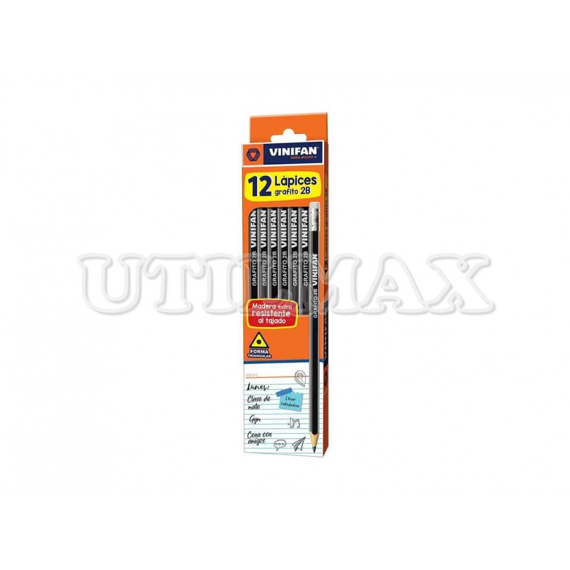 LAPIZ GRAFITO VINIFAN GRIS-NEGRO 2B TRIANGULAR CB CJAX12