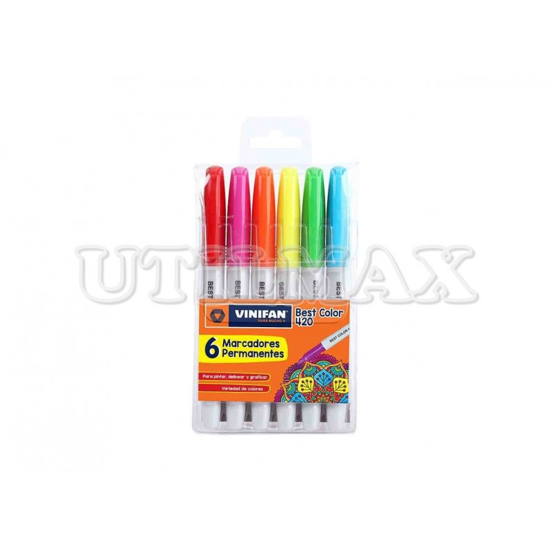 MARCADOR INDELEBLE VINIFAN BEST COLOR 420 X6 UND