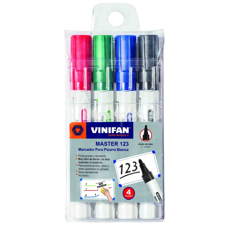MARCADOR PIZARRA VINIFAN 123 X4 SURTIDO MASTER UND