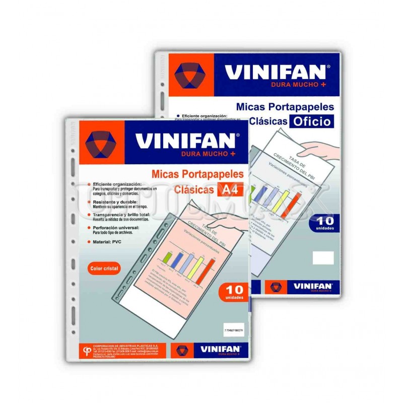 MICA CLASICA VINIFAN A4 PORTAPAPELES PVC PQTX10
