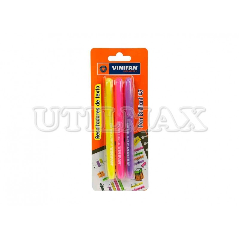 RESALTADOR VINIFAN PEN BRILLIANT 47 X3 MOR-AMA-ROSA UND