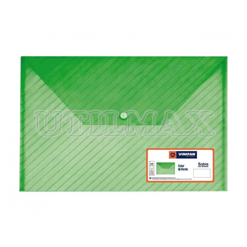 SOBRE VINIFAN BROCHE COLOR VERDE UND