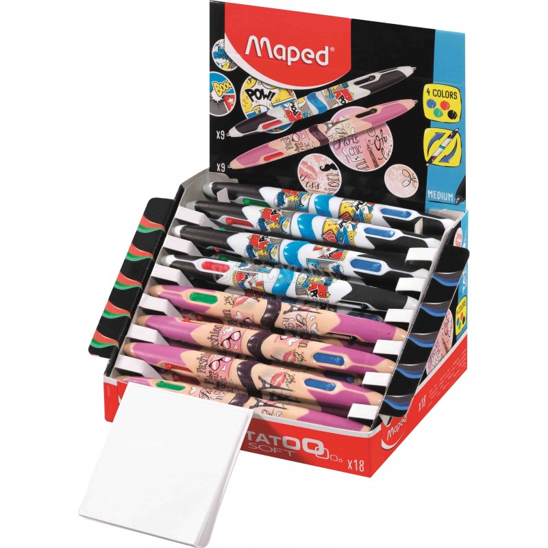 BOLIGRAFO MAPED TWIN TIP 4 TATOO MIX COMIC FASHION CJAX18
