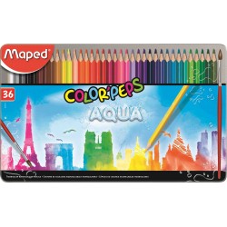 COLORES MAPED ACUARELABLES METAL AQUA X36 +PINCEL UND