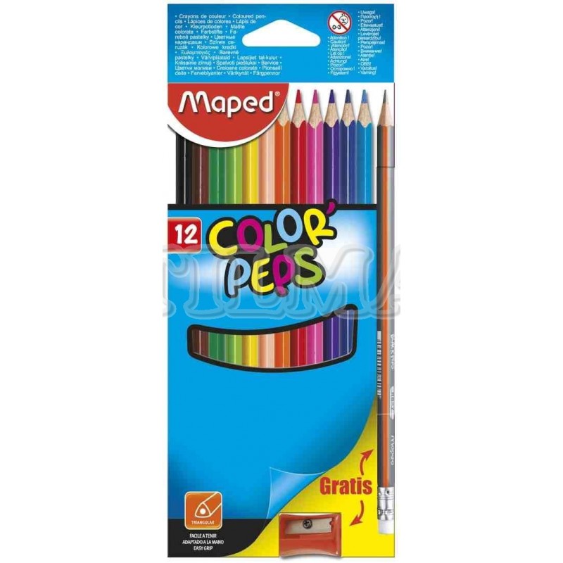 COLORES MAPED LARGO X12 +LAPIZ +TAJADOR UND