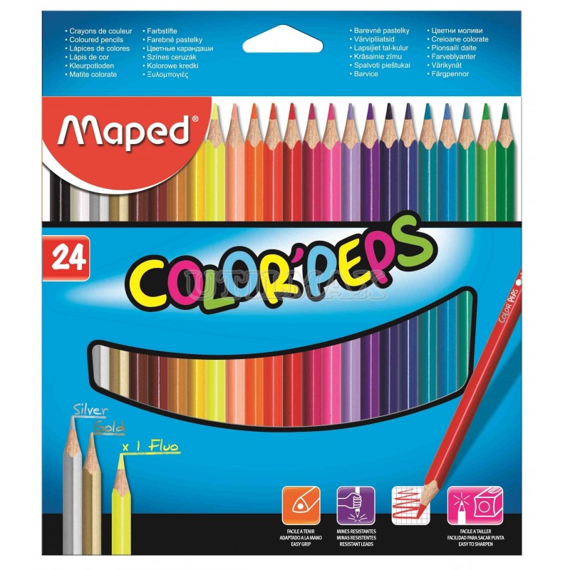 COLORES MAPED LARGO X24 (ORO PLATA 1 FLUO) UND