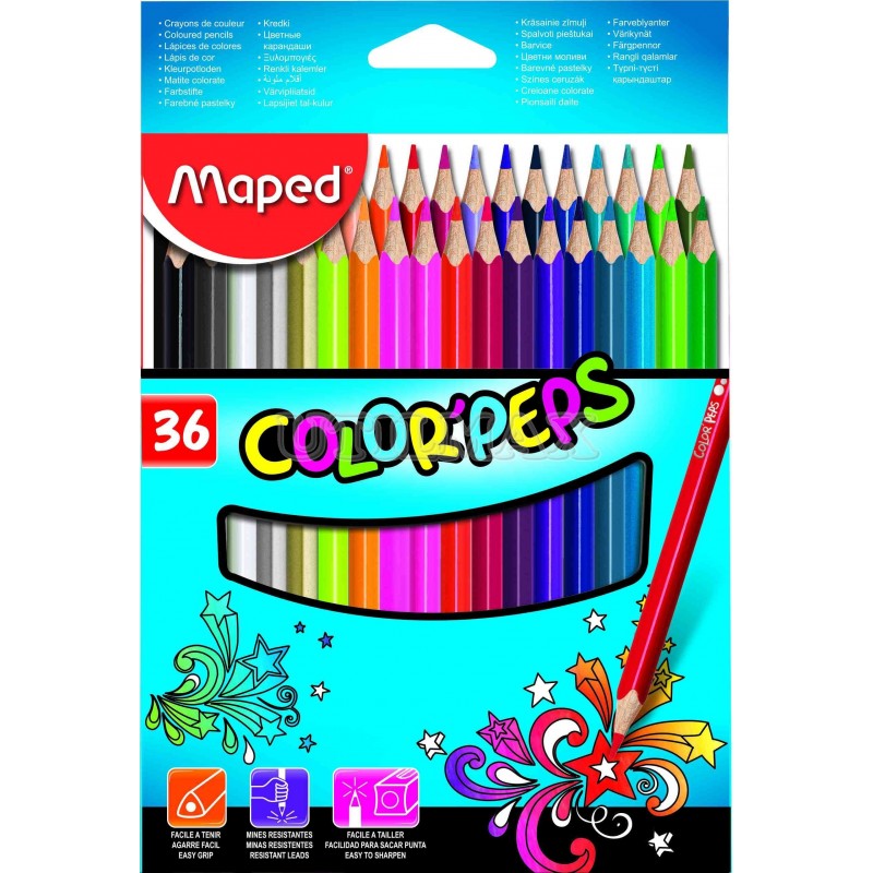 COLORES MAPED LARGO X36 (ORO PLATA 3 FLUO) UND