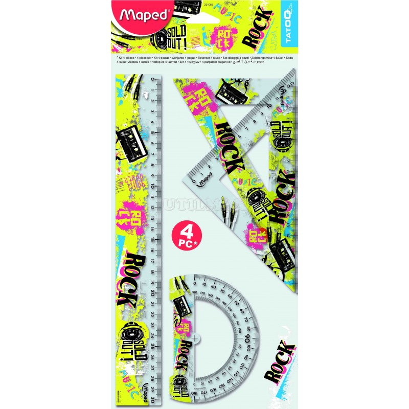 ESTUCHE GEOMETRICO MAPED TATOO 4PZ 30CM UND