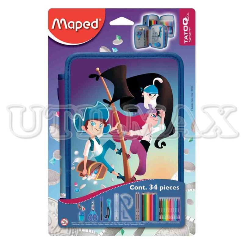 PACK MAPED CARTUCHERA 2PISOS PIRATA UND