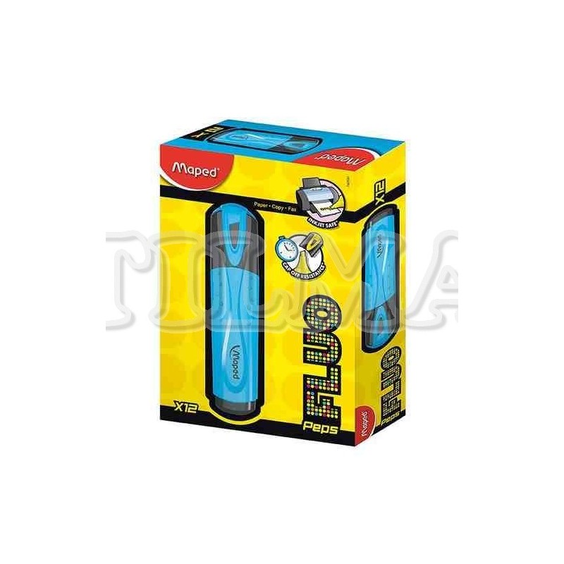RESALTADOR MAPED CLASICO FLUO PEPS COLOR AZUL CJAX12