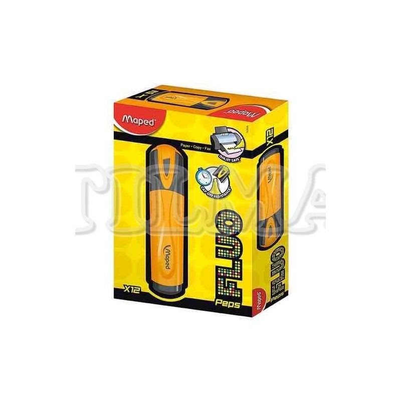 RESALTADOR MAPED CLASICO FLUO PEPS COLOR NARANJA CJAX12