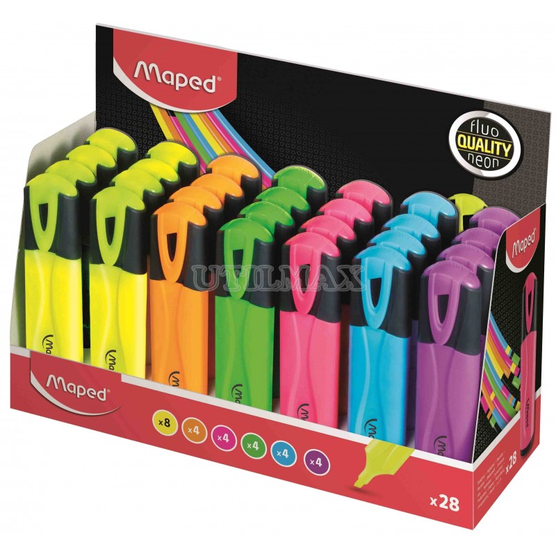 RESALTADOR MAPED CLASICO FLUO PEPS N SURTIDO EXHIBIDORX28