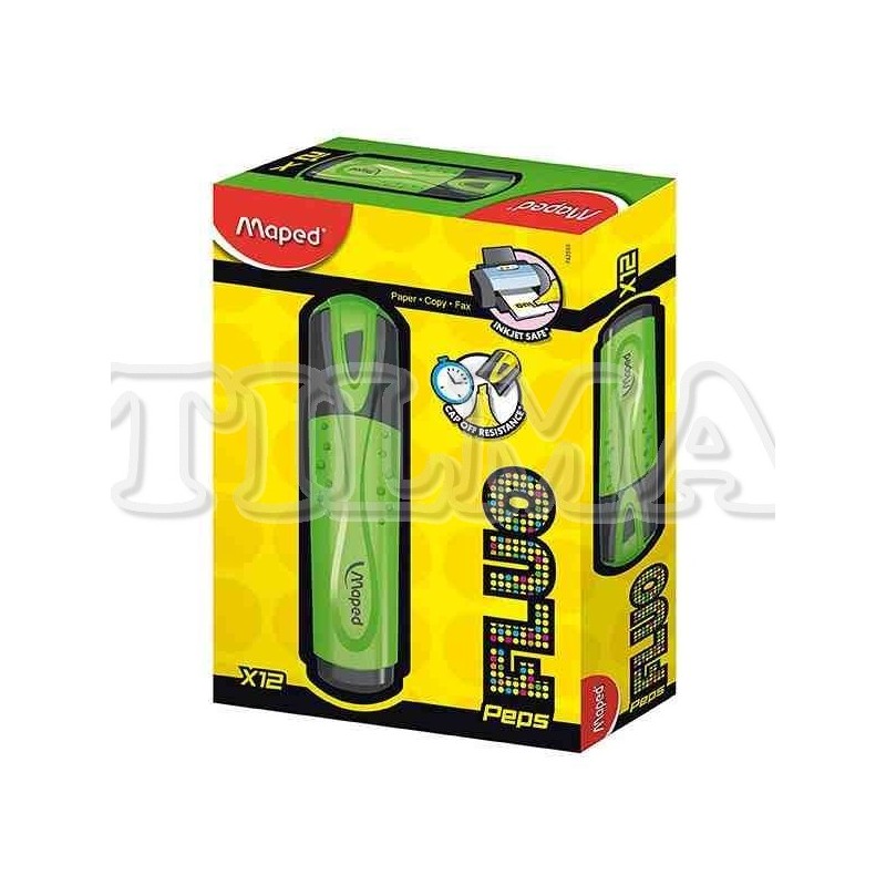 RESALTADOR MAPED CLASICO FLUO PEPS COLOR VERDE CJAX12